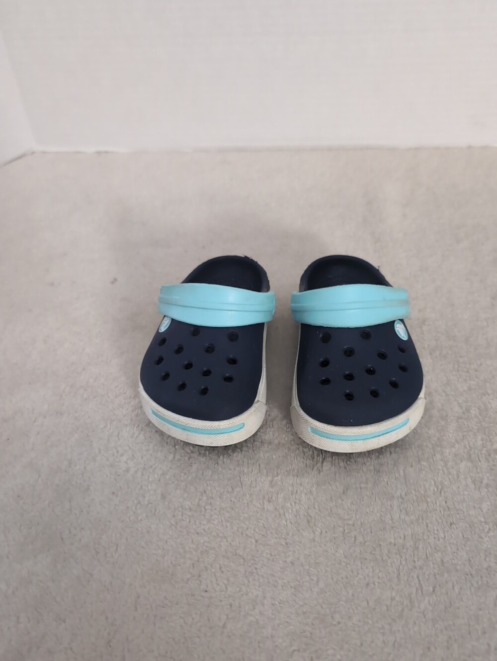 Crocs Toddler Shoes Size 4 5 C4 C5 Navy Blue Ice Blue White Crocband Clogs Kids